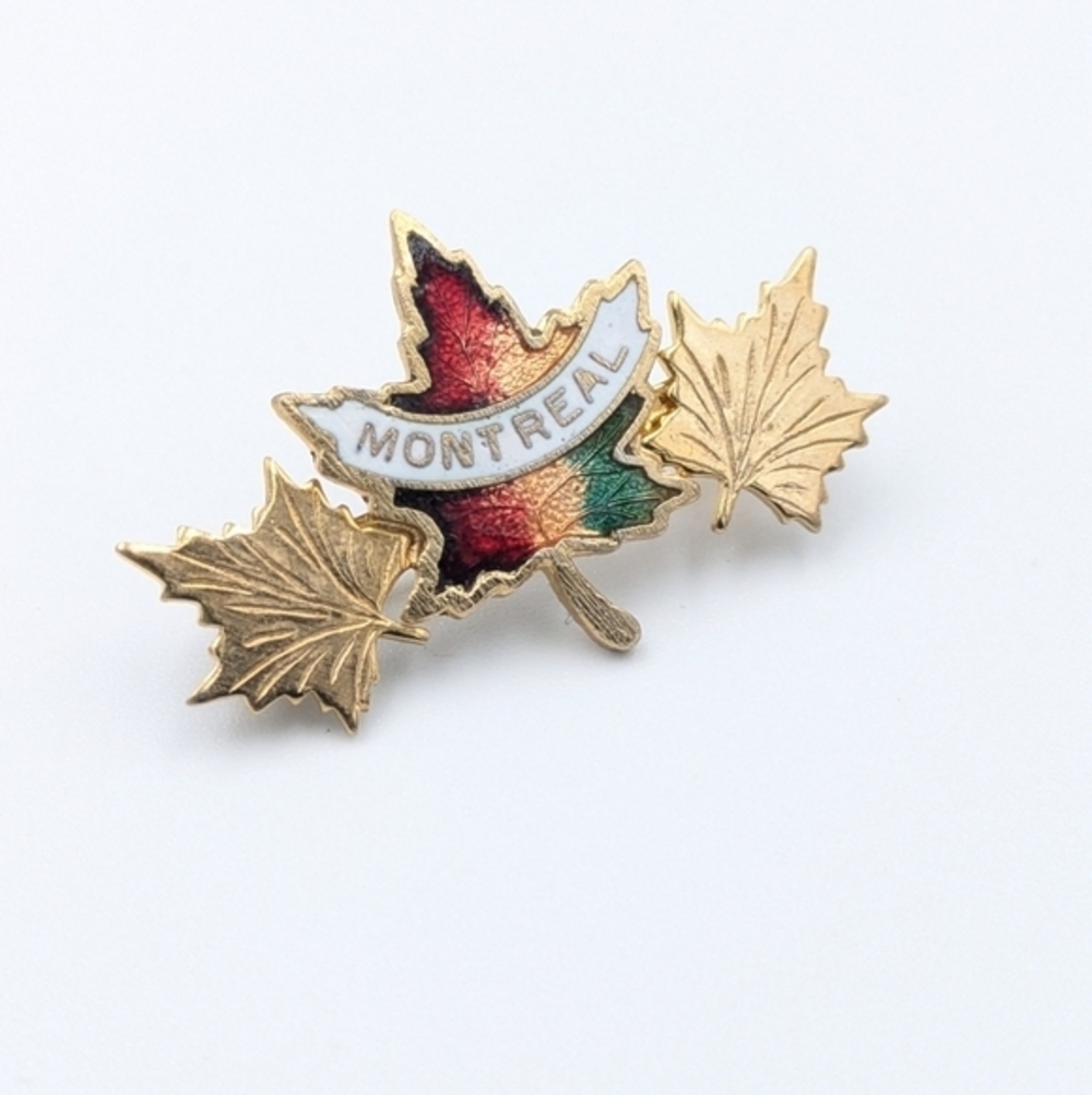 Vintage maple leaf Montreal brooch pin